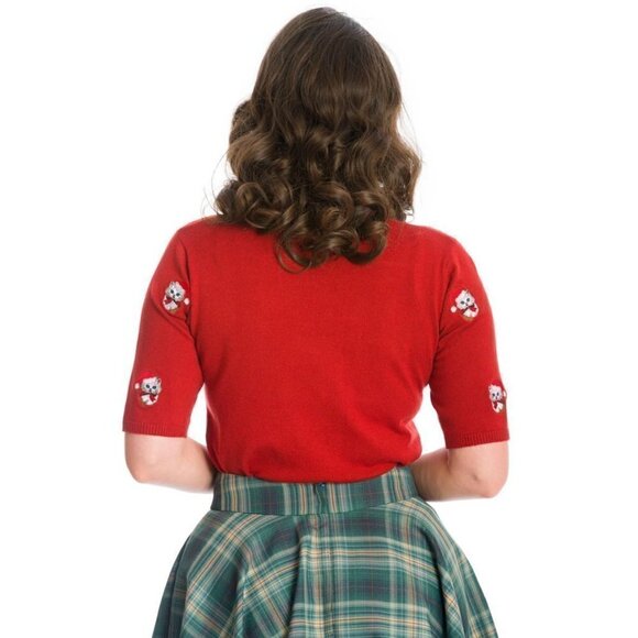 Banned Holly Cat Pullover Sweater in Red - Picture 2 of 5